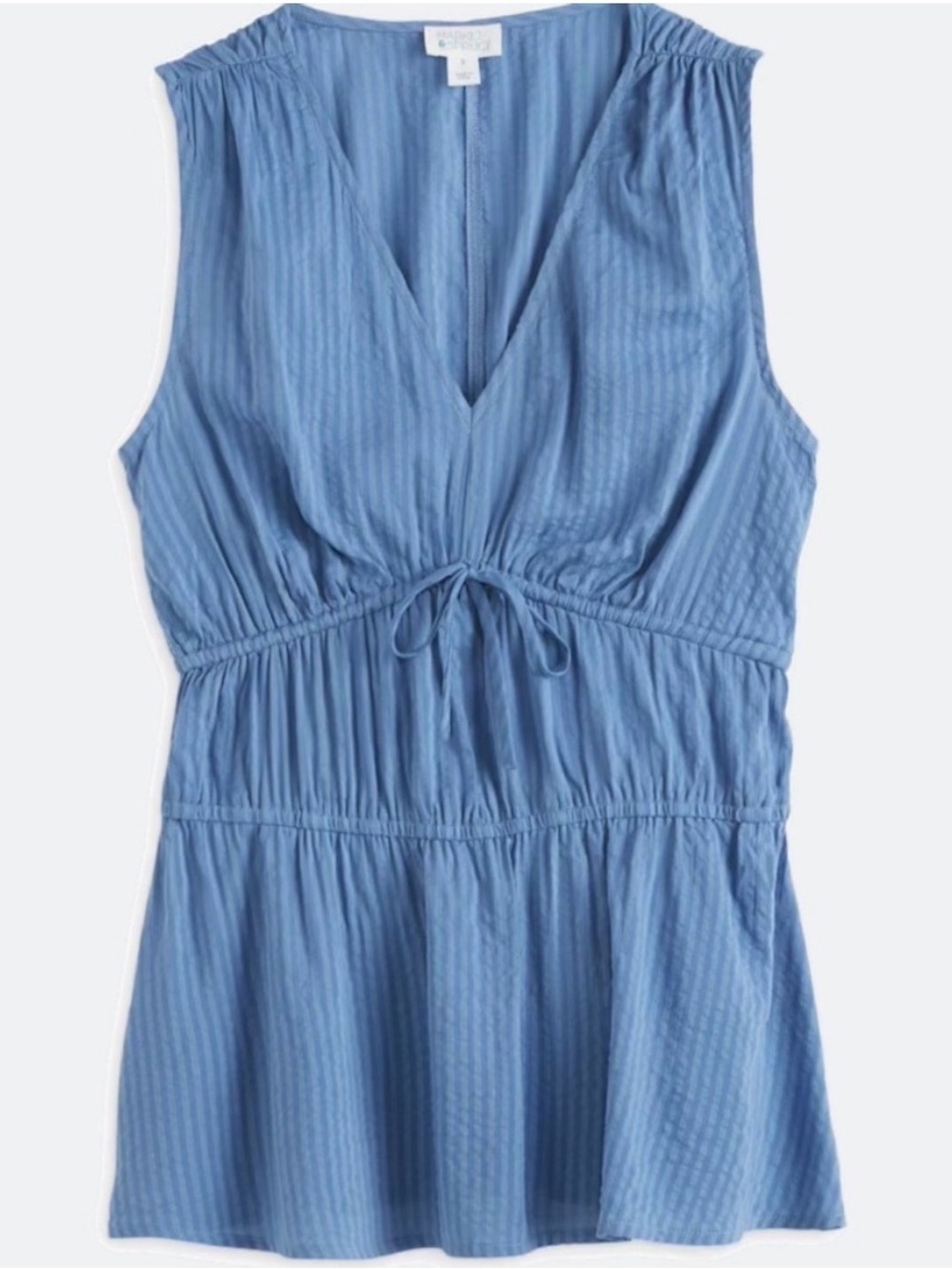 Market & Spruce Light Blue Textured V-Neck Tank Top